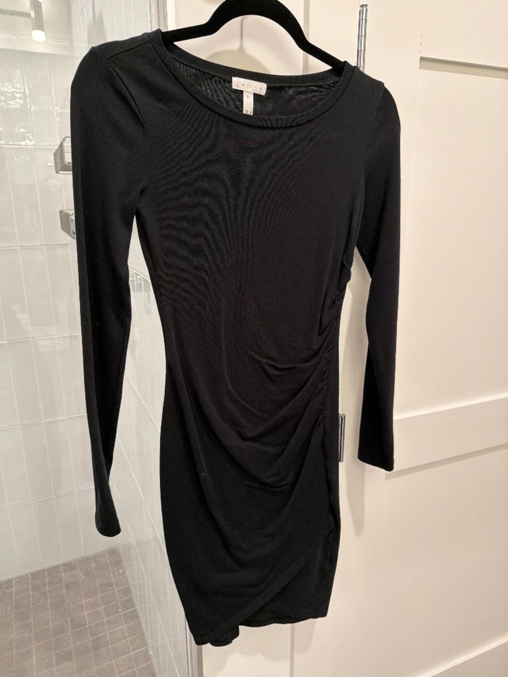 Leith black midi dress